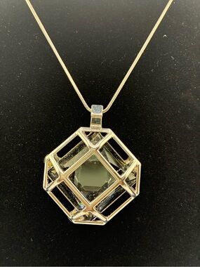 Silver-Tone Geometric Crystal Pendant Necklace - Women Jewelry